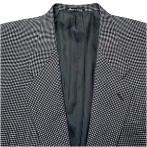 Mani Armani Sport Coat 46R Mens 2B 0V Wide Lapel Houndstooth Retro Old Money